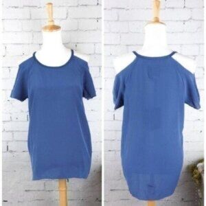 Chaser Silk Basics Cold Shoulder Top Blue Size Medium